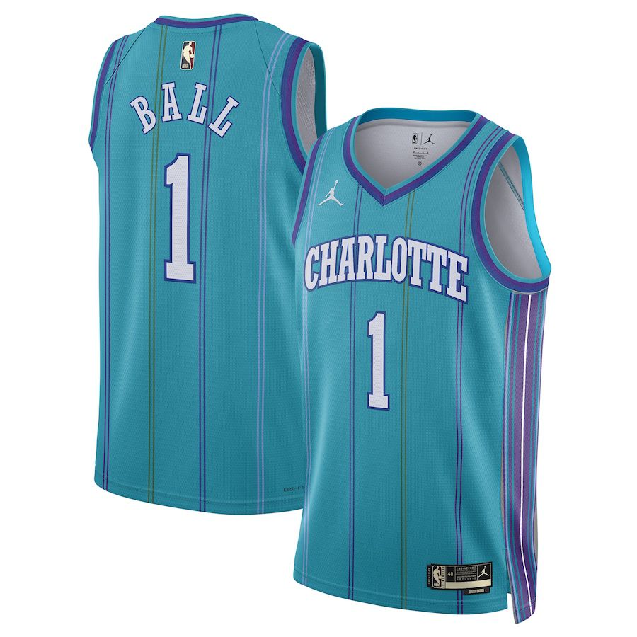Men Charlotte Hornets #1 LaMelo Ball Jordan Brand Teal Classic Edition 2023-24 Swingman Replica NBA Jersey->charlotte hornets->NBA Jersey